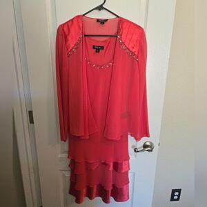 SL Fashions size 8 2-piece pink dress and sheer jacket